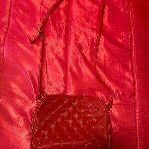 Elegant Red Quilted Crossbody Bag
